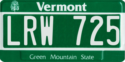 VT license plate LRW725