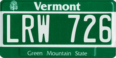 VT license plate LRW726