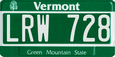 VT license plate LRW728