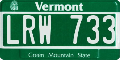 VT license plate LRW733