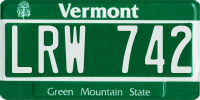 VT license plate LRW742