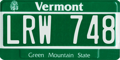 VT license plate LRW748
