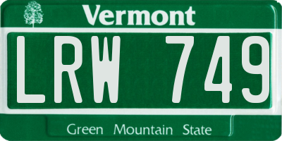 VT license plate LRW749