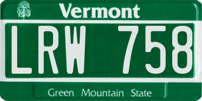 VT license plate LRW758