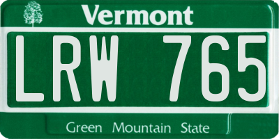 VT license plate LRW765