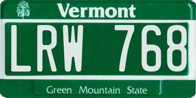VT license plate LRW768