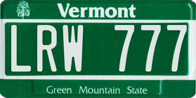 VT license plate LRW777