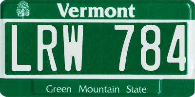 VT license plate LRW784
