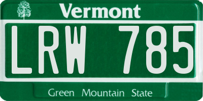 VT license plate LRW785