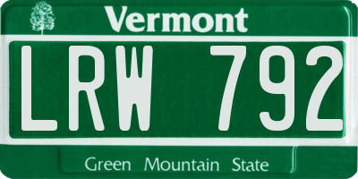 VT license plate LRW792