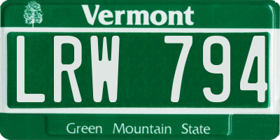 VT license plate LRW794