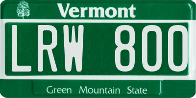 VT license plate LRW800