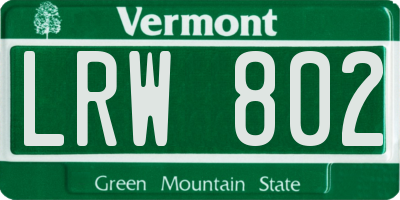 VT license plate LRW802