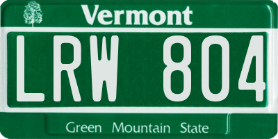 VT license plate LRW804