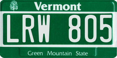 VT license plate LRW805
