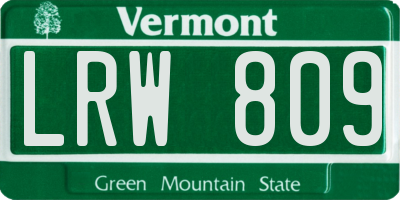 VT license plate LRW809