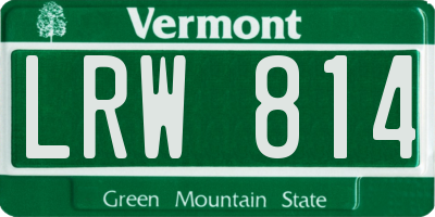 VT license plate LRW814