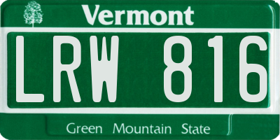 VT license plate LRW816