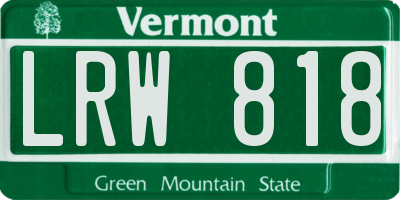 VT license plate LRW818
