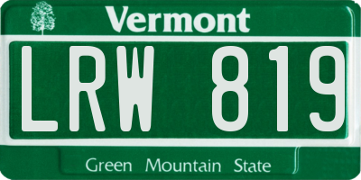 VT license plate LRW819