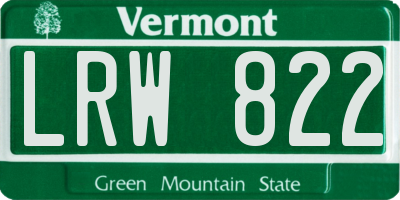 VT license plate LRW822