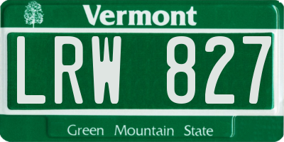 VT license plate LRW827