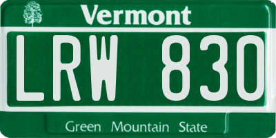 VT license plate LRW830