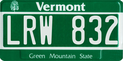 VT license plate LRW832