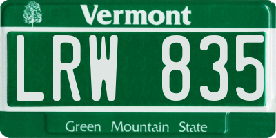 VT license plate LRW835