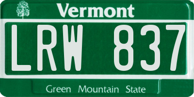 VT license plate LRW837