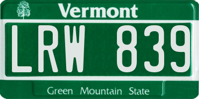 VT license plate LRW839