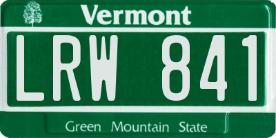 VT license plate LRW841