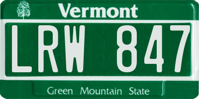 VT license plate LRW847