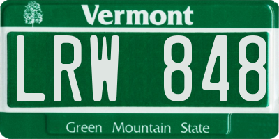 VT license plate LRW848