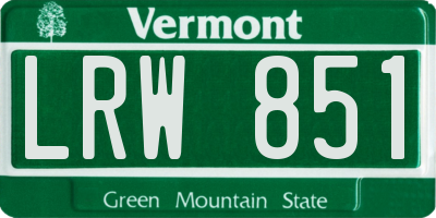 VT license plate LRW851
