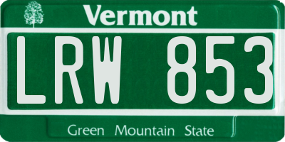 VT license plate LRW853
