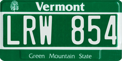 VT license plate LRW854