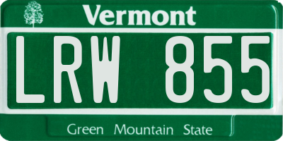 VT license plate LRW855