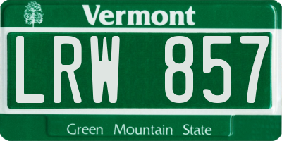 VT license plate LRW857