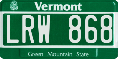 VT license plate LRW868