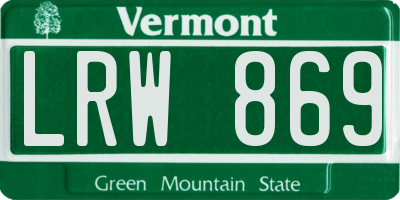 VT license plate LRW869