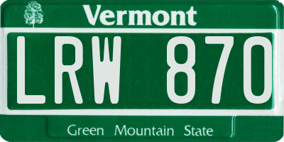 VT license plate LRW870