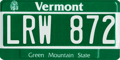 VT license plate LRW872