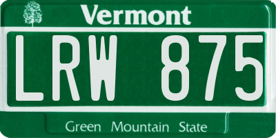 VT license plate LRW875