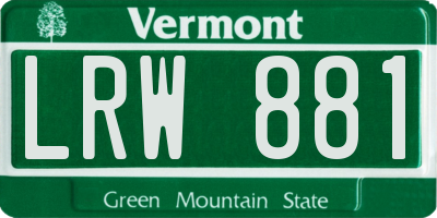 VT license plate LRW881