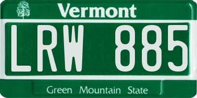 VT license plate LRW885