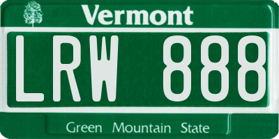 VT license plate LRW888