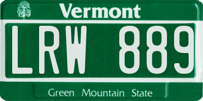 VT license plate LRW889