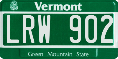 VT license plate LRW902
