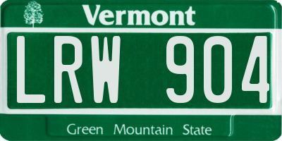 VT license plate LRW904